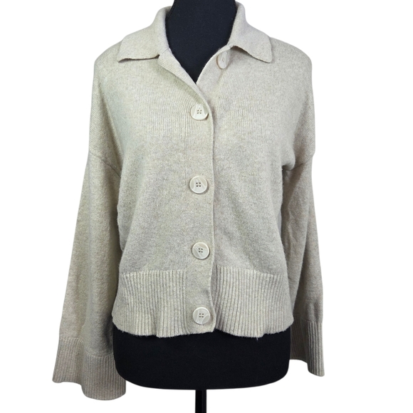 Frank & Oak Sweaters - Frank & Oak Cream Button-Up Cardigan With Wide Sleeves Size Small